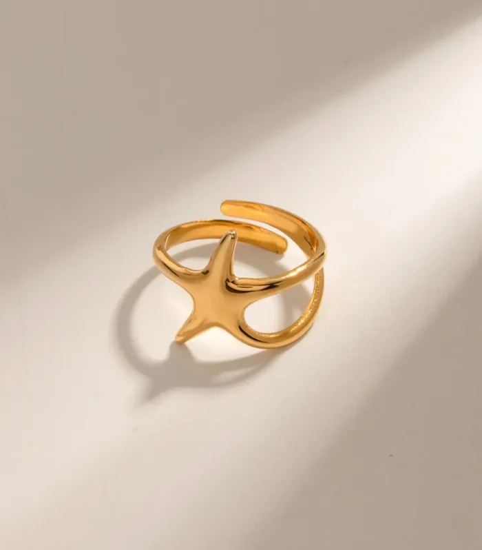 Gold-Plated Stainless Steel Star Ring
