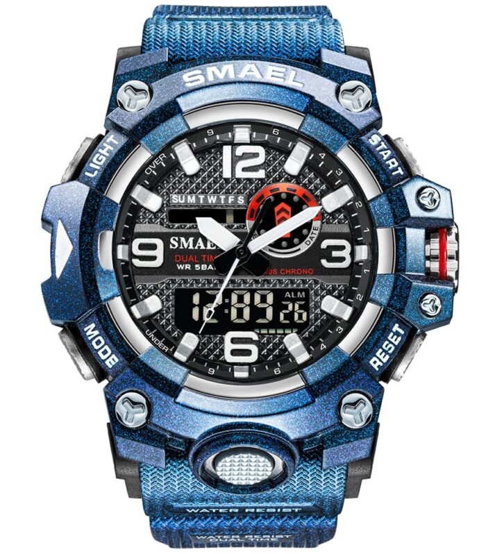 SMAEL 8035 Men Sport Watches Dual Time Digital Watch Quartz 50m Waterproof Watch Led Military Watch Sport 8035 Men Watches Wristwatch