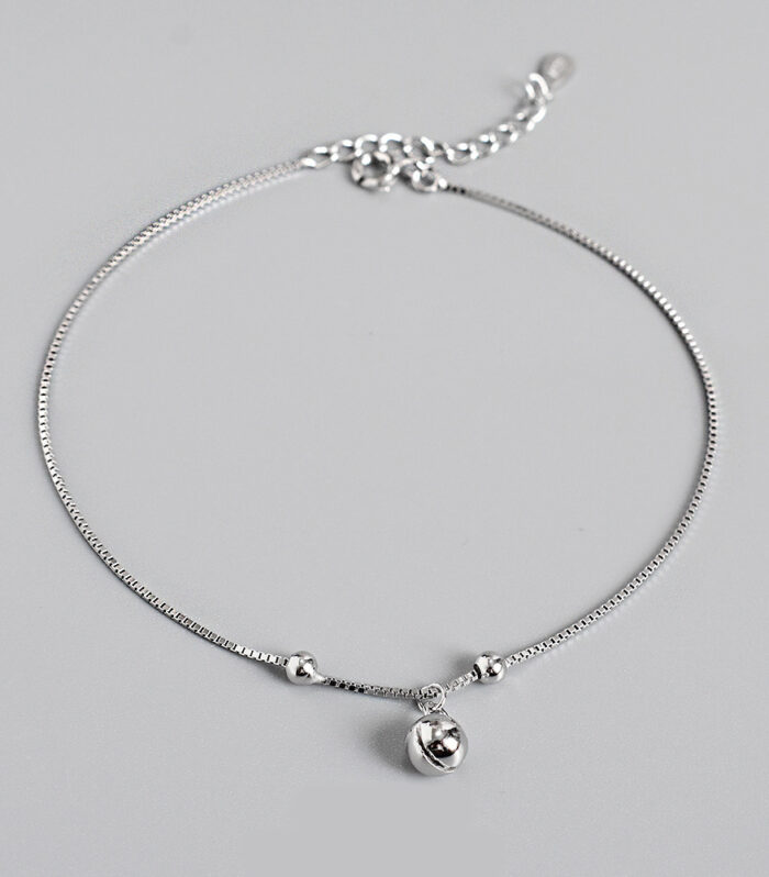 Personality Minimalist Bell Anklet S925 Sterling Silver Anklet Chic Korean Version Temperament Women's Beach Anklet Fashion Jewelry
