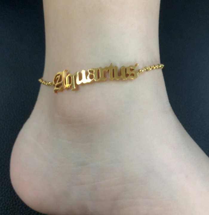 New product retro twelve constellation anklet real gold plating clavicle chain stainless steel anklet female