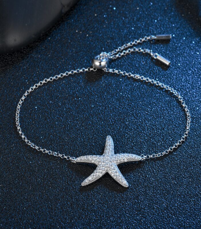 New Silver Color Starfish Bracelet & Bangle Adjustable Pulseras Mujer Charm Bracelet For Women Bridal Wedding Jewelry