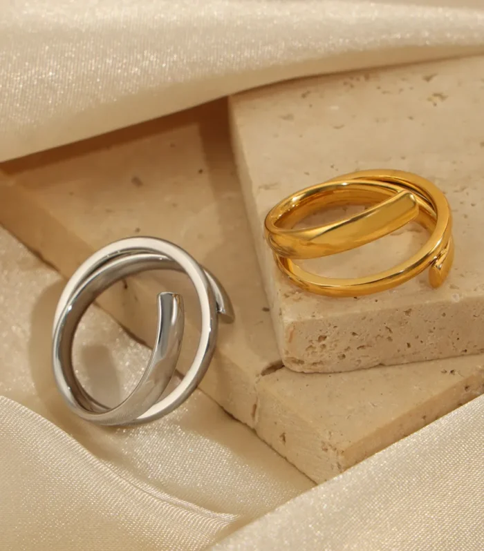 Titanium Steel Layered Wrap Ring