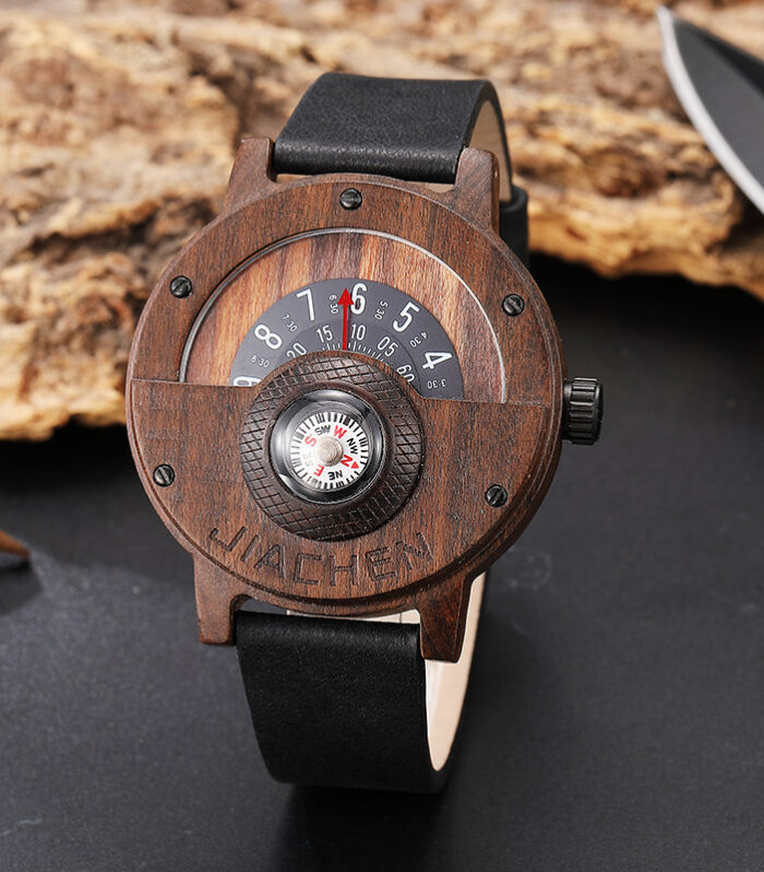 Multifunctional Compass Wooden Watch Outdoor Sport Watch for Men Women Students