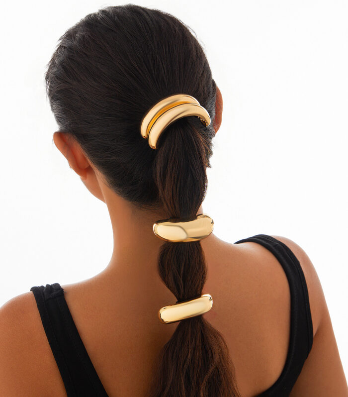 Personalized retro double-layer arc elastic hairpin irregular temperament hair ring