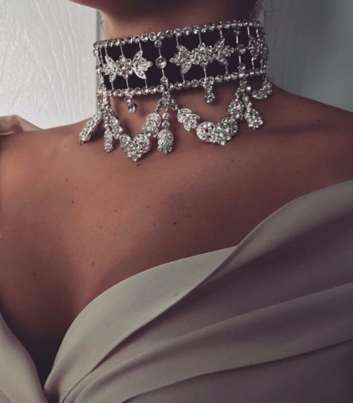 Crystal Rhinestone Choker Necklace Velvet Statement Necklace
