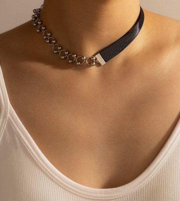 Simple Necklace Black Cloth Band Punk Short Personality Lady Necklace