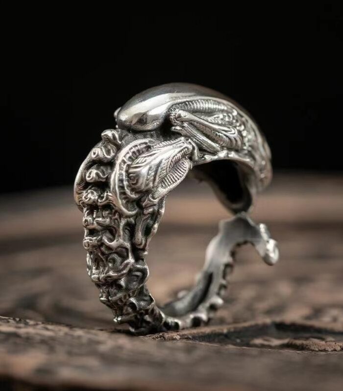 Retro Creative Irregular Ring Minimalist Cool Style Thai Silver Index Finger Ring Fashion Simple High-Grade Adjustable Ring