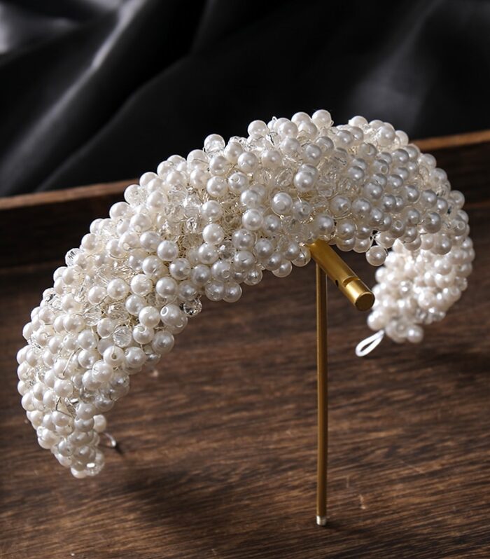 New Pearl Hairband Headwear Hand Woven Twist Bead Bridal Headband Catwalk Runway Dress Accessories