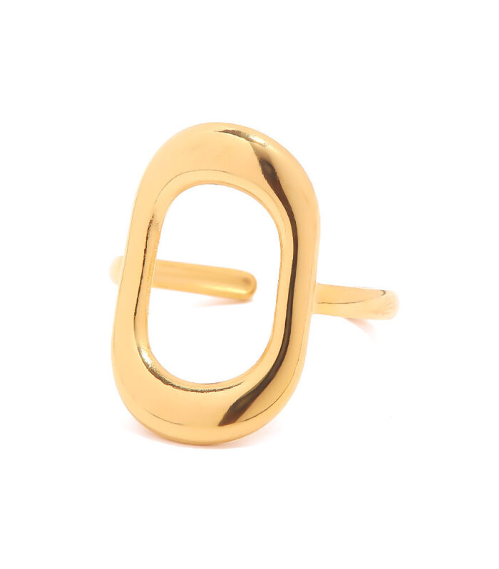 Hollow geometric oval index finger ring