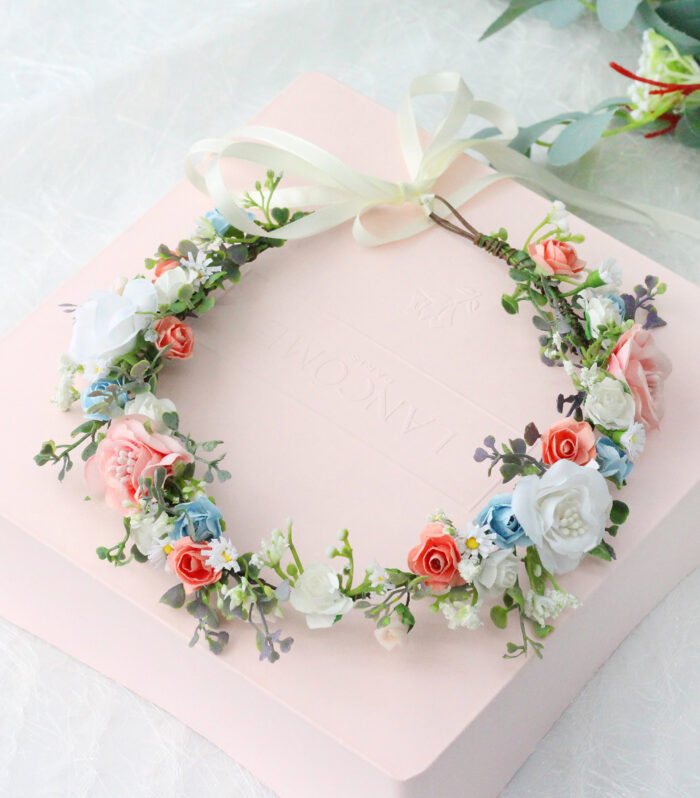 Bridal Wreath Handmade Fabric Rose Colorful Hair Strap Scenic Area Travel Photography Holiday Children's Headaccessory