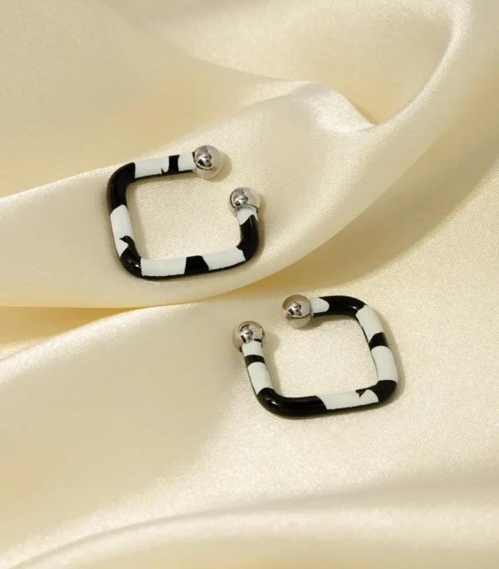 Stainless Steel Oil Drip Cuff Earrings