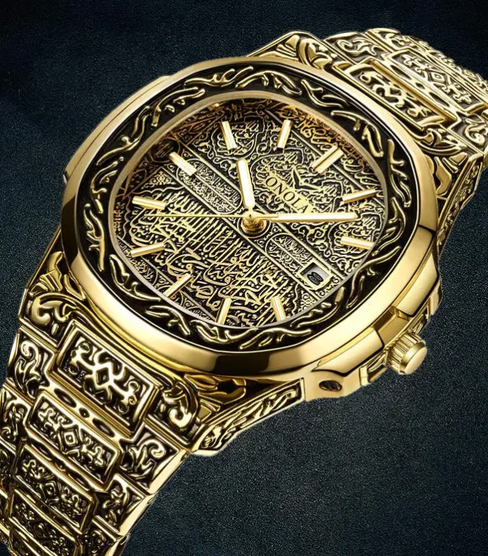 Fashion quartz watch men Brand ONOLA luxury Retro golden stainless steel watch men gold mens watch reloj hombre